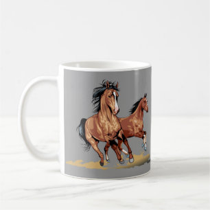2美しい馬の走コーヒーマグ コーヒーマグカップ