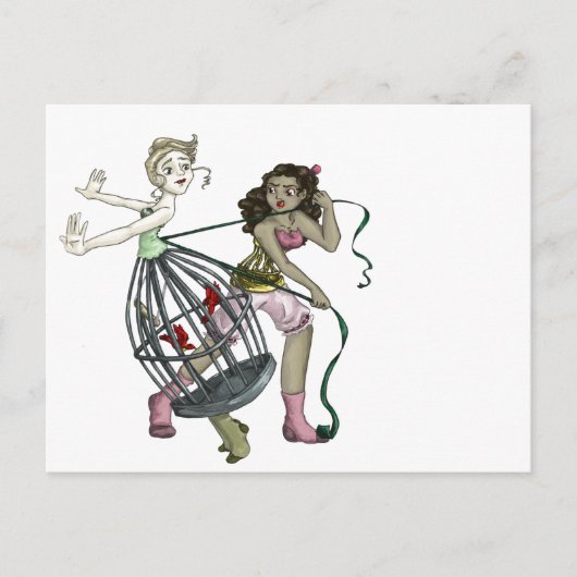 2羽かわいらしの鳥 ポストカード (正面)