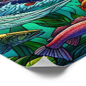 2羽のはげたワシが魚を水上に捕まえる20x16 ポスター (角)