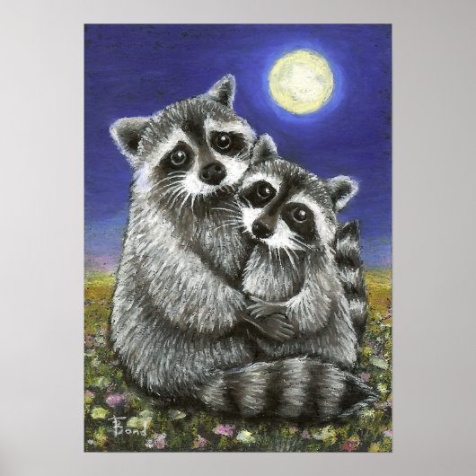 2羽のアライグマは狂ったように愛のプリント ポスター (正面)