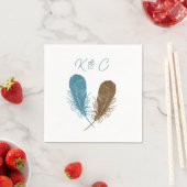 2羽のイニシャル結婚ズナプキン スタンダードカクテルナプキン (インサイチュ)