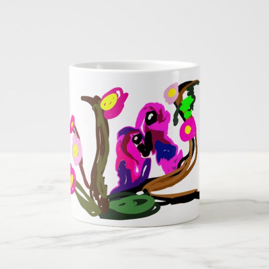 2羽のオウムが住んでいます  ジャンボコーヒーマグカップ (正面)