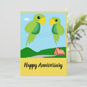 2羽のオウム幸せな記念日カード カード (スタンド正面)