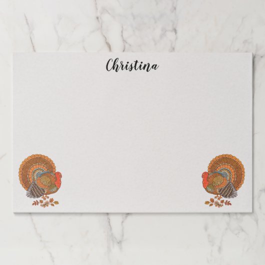 2羽のオスの七面鳥の秋の色の羽離れの ペーパーパッド (正面)