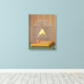 2羽のカナリアの鳥が檻の中に（アントニオ・ドンギ著） キャンバスプリント (インサイチュ (ウッドフロア))