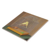 2羽のカナリアの鳥が檻の中に（アントニオ・ドンギ著） タイル (側面)