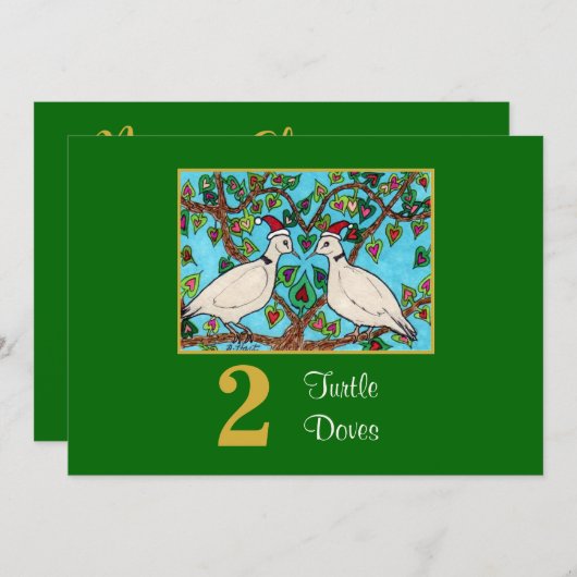 2羽のカメの鳩のかわいい鳥愛カスタムのクリスマス シーズンカード (正面/裏面)