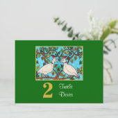 2羽のカメの鳩のかわいい鳥愛カスタムのクリスマス シーズンカード (スタンド正面)