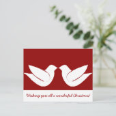 2羽のカメの鳩のクリスマス シーズンポストカード (スタンド正面)