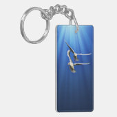 2羽のカモメの長方形(両面の) Keychain キーホルダー (正面左)