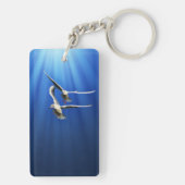 2羽のカモメの長方形(両面の) Keychain キーホルダー (裏面)
