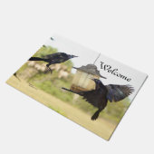 2羽のカラスの鳥の歓迎された玄関マット ドアマット (アングル)