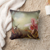2羽のハチドリの枕を持つ蘭 クッション (ブランケット)