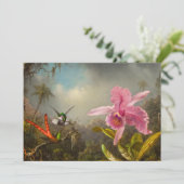 2羽のハミングバードが頭を寄せた蘭 招待状 (スタンド正面)