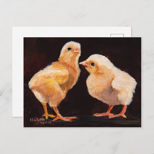 2羽のヒヨコの鳥の芸術ポストカード ポストカード (正面/裏面)