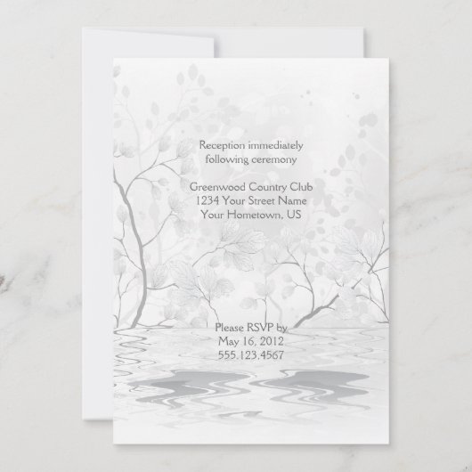 2羽のピンクのキスをするな白鳥の結婚式招待状 招待状 (裏面)