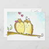 2羽のフクロウが寄り添って ポストカード (正面/裏面)