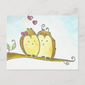 2羽のフクロウが寄り添って ポストカード (正面)