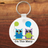 2羽のフクロウ私はこの多くの誕生日のTシャツです キーホルダー (正面)