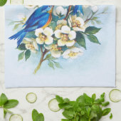 2羽のブルーバード キッチンタオル (折り畳み)