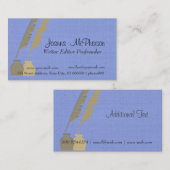 2羽のペン2インク青いN金ゴールド色 名刺 (正面/裏面)