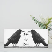 2羽のミヤマガラスのゴシックの保存日付の招待状カード セーブザデート (スタンド正面)