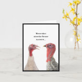 2羽のユーモアのある七面鳥が感謝祭につ考えいて カード (黄色い花)