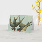 2羽のヴィンテージのつばめ カード (黄色い花)