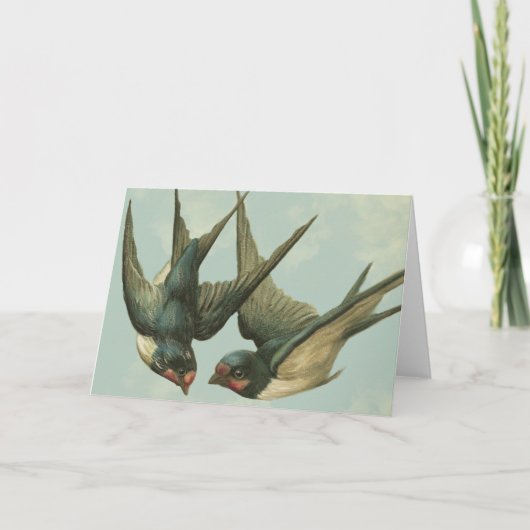 2羽のヴィンテージのつばめ カード (正面)