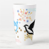 2羽の威厳のある鳥 カフェラテマグ (正面)