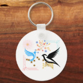 2羽の威厳のある鳥 キーホルダー (正面)