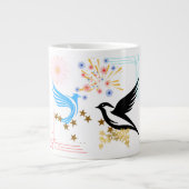 2羽の威厳のある鳥 ジャンボコーヒーマグカップ (正面)