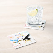 2羽の威厳のある鳥 スクエアペーパーコースター (インサイチュ)