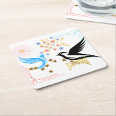 2羽の威厳のある鳥 スクエアペーパーコースター (アングル)