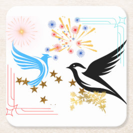 2羽の威厳のある鳥 スクエアペーパーコースター