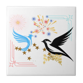 2羽の威厳のある鳥 タイル