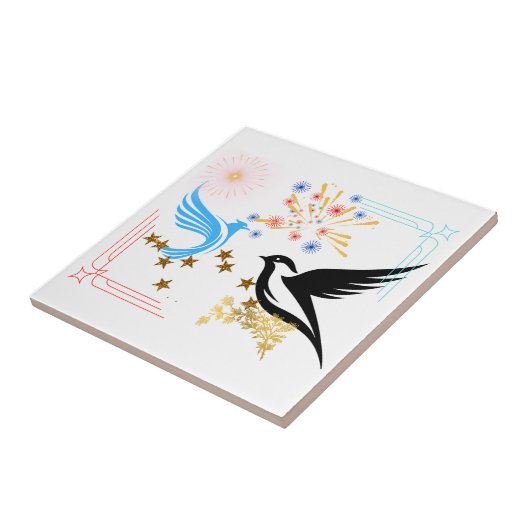 2羽の威厳のある鳥 タイル (側面)