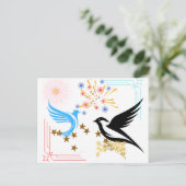 2羽の威厳のある鳥 案内ポストカード (スタンド正面)