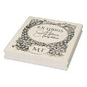 2羽の孔雀が植木鉢を囲むエクストラリブリス ネーム ラバースタンプ (スタンプ)