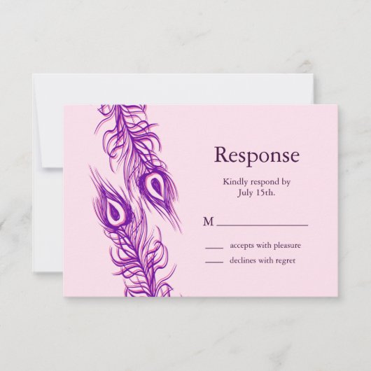 2羽の孔雀の羽 出欠カード (正面)