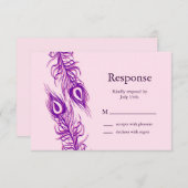 2羽の孔雀の羽 出欠カード (正面/裏面)