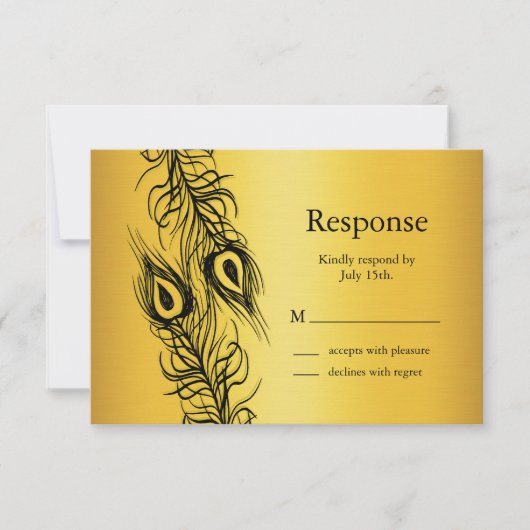 2羽の孔雀の羽 出欠カード (正面)