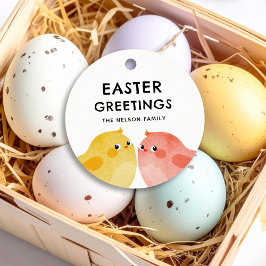 2羽の小さなニワトリとイースター挨拶 フェイバータグ