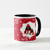 2羽の小さなペンギン 名前をカスタムする|クリスマスプレゼント マグカップ (正面右)