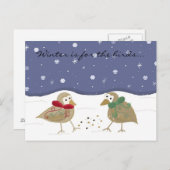 2羽の小鳥の冬の風景 ポストカード (正面/裏面)