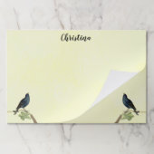 2羽の歌う黒い鳥の枝と毛虫 ペーパーパッド (折り畳み)