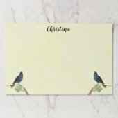 2羽の歌う黒い鳥の枝と毛虫 ペーパーパッド (正面)