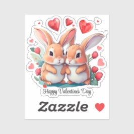 2羽の水おもしろい色のウサギ シール