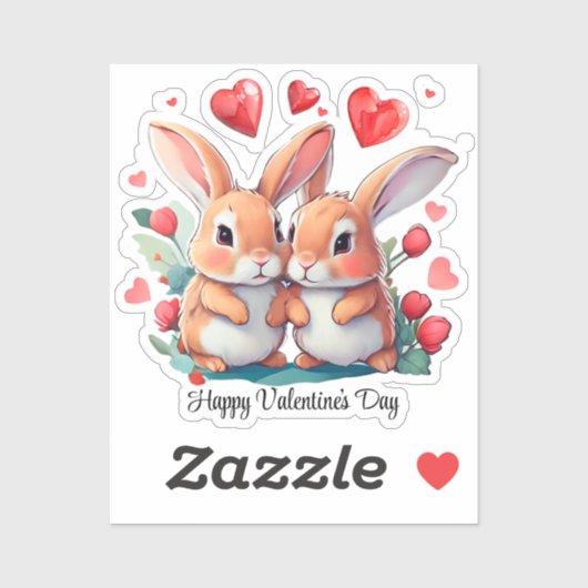 2羽の水おもしろい色のウサギ シール (シート)