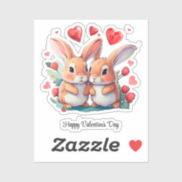 2羽の水おもしろい色のウサギ シール